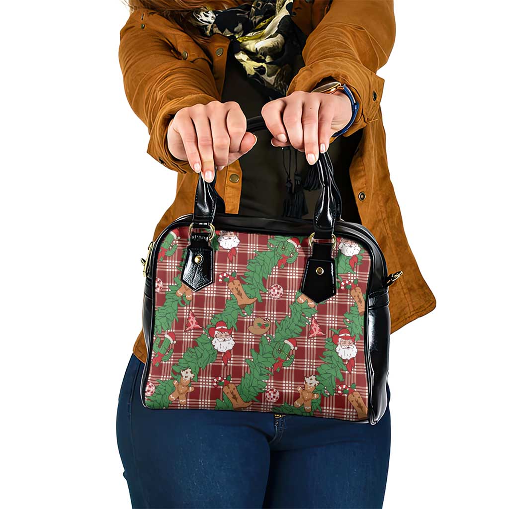 Red Palaka Hawaii Cowboy Christmas Shoulder Handbag Paniolo Mix Maile Lei LT7 One Size Red - Polynesian Pride