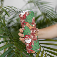 Red Palaka Hawaii Cowboy Christmas Skinny Tumbler Paniolo Mix Maile Lei LT7 - Polynesian Pride