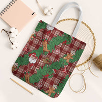 Red Palaka Hawaii Cowboy Christmas Tote Bag Paniolo Mix Maile Lei - Polynesian Pride