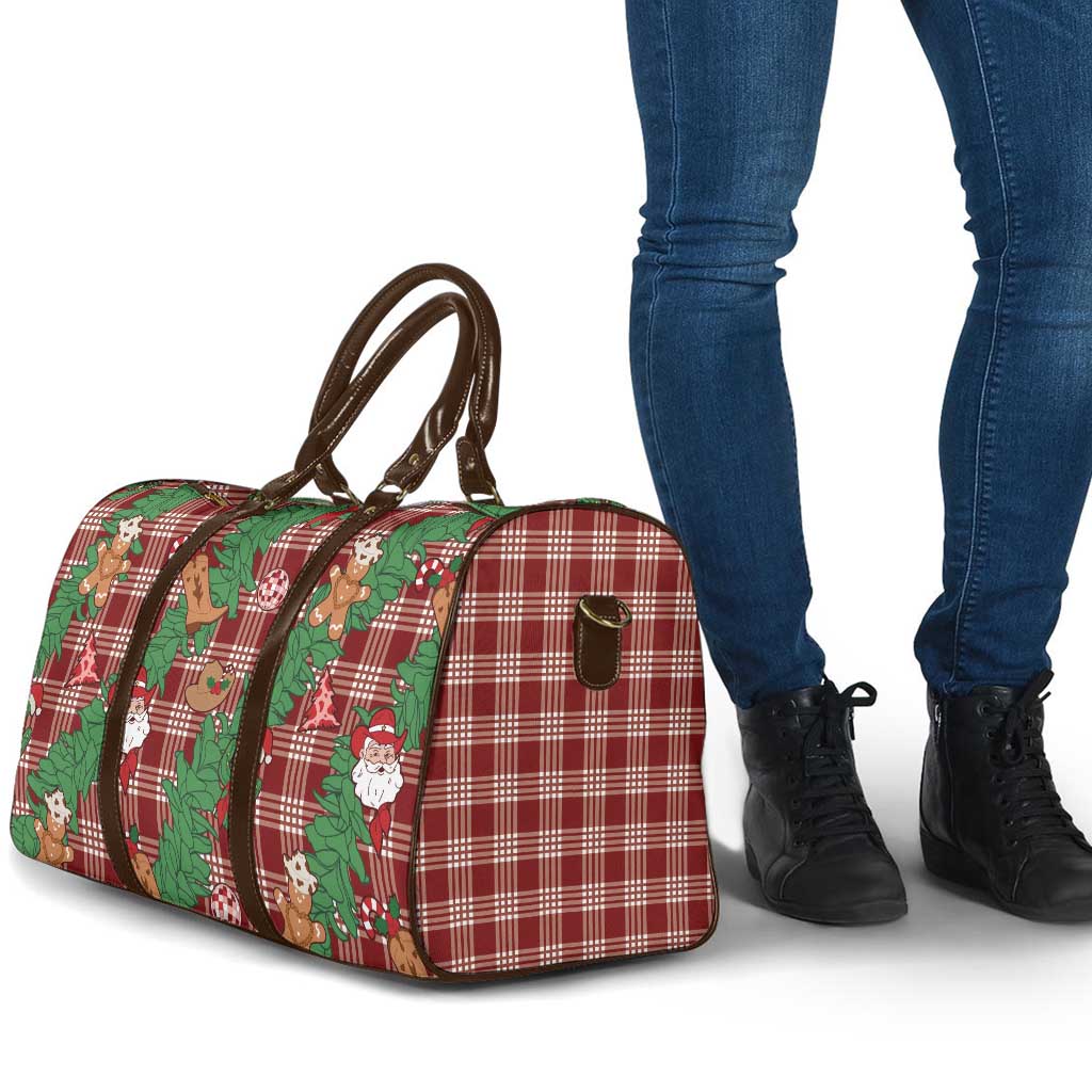 Red Palaka Hawaii Cowboy Christmas Travel Bag Paniolo Mix Maile Lei - Polynesian Pride