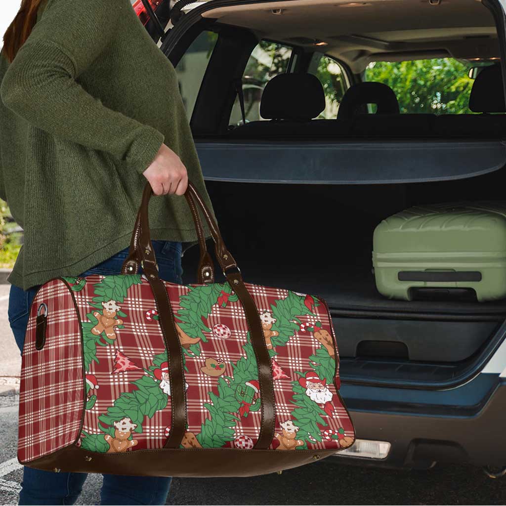 Red Palaka Hawaii Cowboy Christmas Travel Bag Paniolo Mix Maile Lei - Polynesian Pride