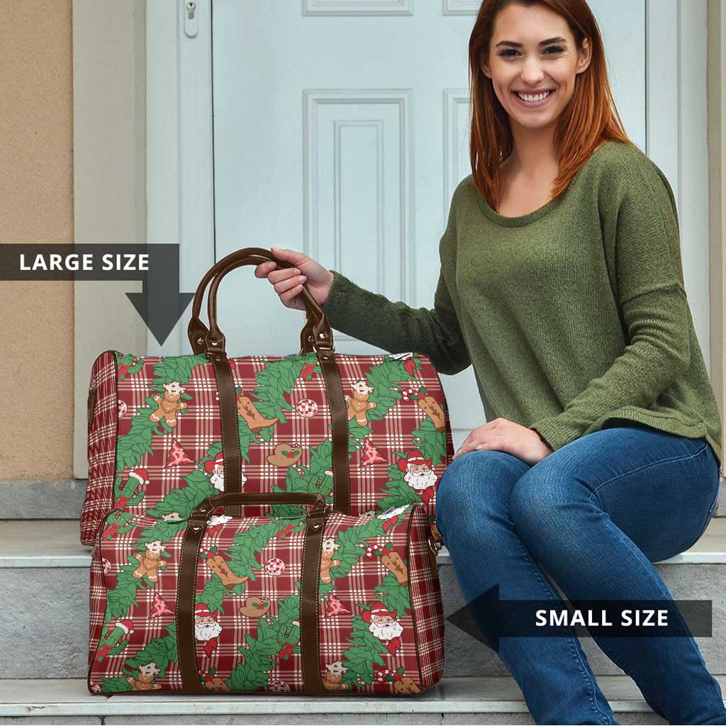 Red Palaka Hawaii Cowboy Christmas Travel Bag Paniolo Mix Maile Lei - Polynesian Pride
