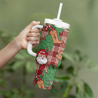 Red Palaka Hawaii Cowboy Christmas Tumbler With Handle Paniolo Mix Maile Lei LT7 - Polynesian Pride