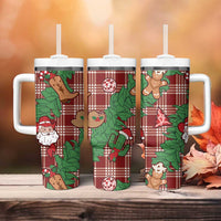 Red Palaka Hawaii Cowboy Christmas Tumbler With Handle Paniolo Mix Maile Lei LT7 - Polynesian Pride