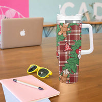 Red Palaka Hawaii Cowboy Christmas Tumbler With Handle Paniolo Mix Maile Lei LT7 - Polynesian Pride