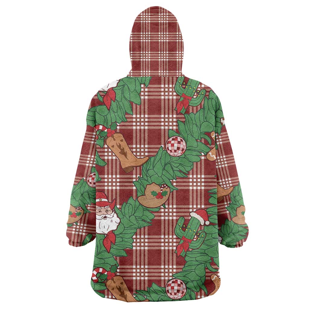 Red Palaka Hawaii Cowboy Christmas Wearable Blanket Hoodie Paniolo Mix Maile Lei LT7 - Polynesian Pride