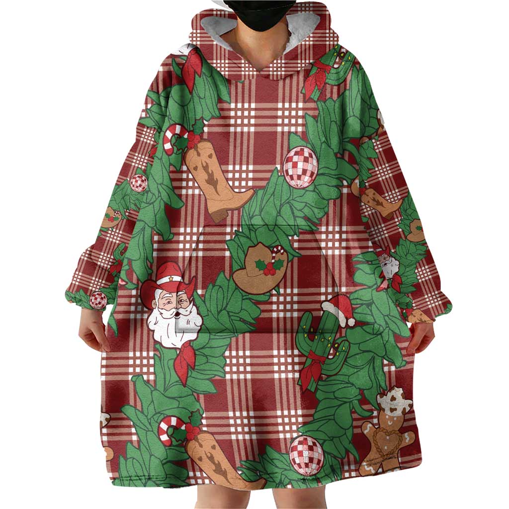 Red Palaka Hawaii Cowboy Christmas Wearable Blanket Hoodie Paniolo Mix Maile Lei LT7 - Polynesian Pride