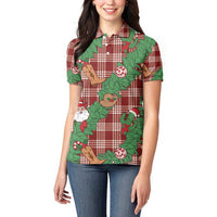 Red Palaka Hawaii Cowboy Christmas Women Polo Shirt Paniolo Mix Maile Lei LT7 - Polynesian Pride