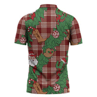 Red Palaka Hawaii Cowboy Christmas Zipper Polo Shirt Paniolo Mix Maile Lei LT7 - Polynesian Pride