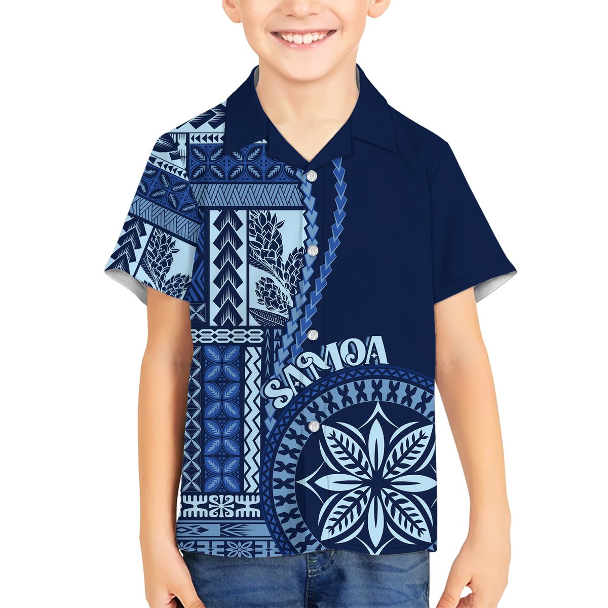 Samoa Siapo Motif Hawaiian Shirt Classic Style - Bue Ver LT7 - Polynesian Pride