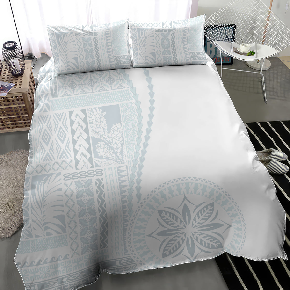 Samoa White Sunday Bedding Set Classic Siapo Style LT7 - Polynesian Pride