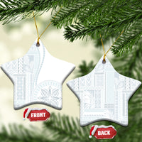 Samoa White Sunday Ceramic Ornament Classic Siapo Style LT7 Star White - Polynesian Pride