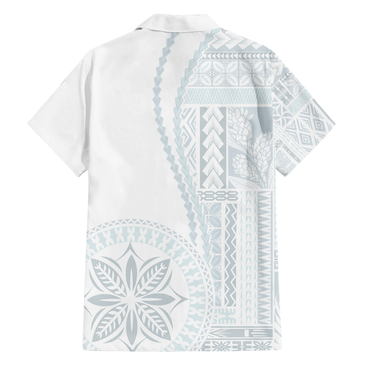 Samoa White Sunday Family Matching Off Shoulder Long Sleeve Dress and Hawaiian Shirt Classic Siapo Style LT7 - Polynesian Pride