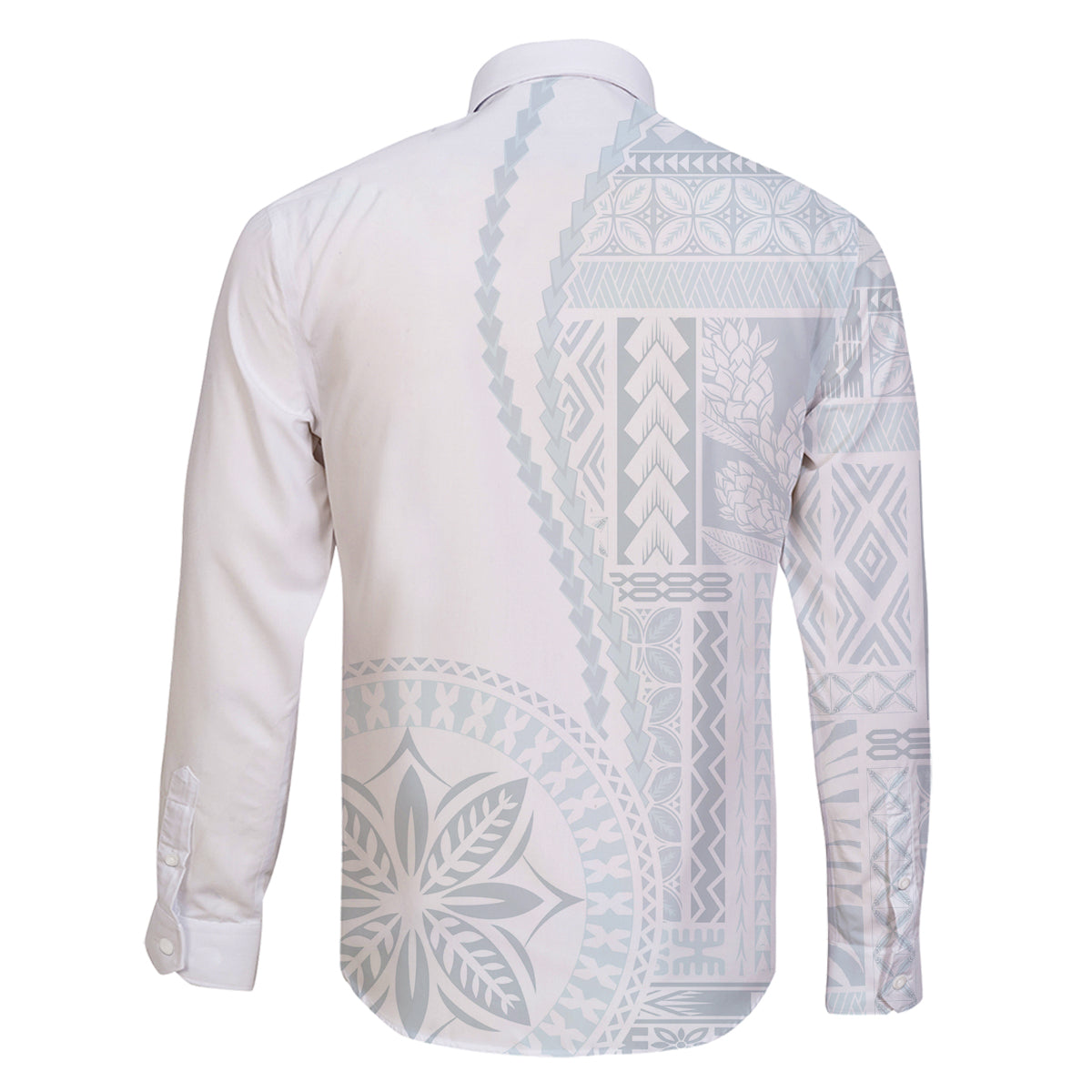Samoa White Sunday Family Matching Off Shoulder Long Sleeve Dress and Hawaiian Shirt Classic Siapo Style LT7 - Polynesian Pride