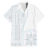 Samoa White Sunday Family Matching Puletasi Dress and Hawaiian Shirt Classic Siapo Style LT7 Dad's Shirt - Short Sleeve White - Polynesian Pride
