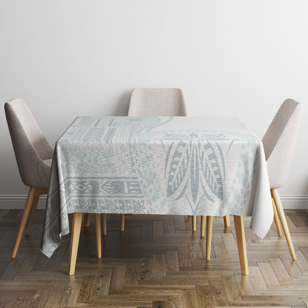 Samoa White Sunday Tablecloth Classic Siapo Style LT7 - Polynesian Pride