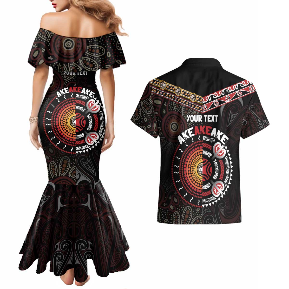 Aotearoa and Australia Indigenous Couples Matching Mermaid Dress and Hawaiian Shirt Stand Together For Te Tiriti LT7 - Polynesian Pride