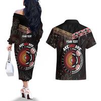 Aotearoa and Australia Indigenous Couples Matching Off The Shoulder Long Sleeve Dress and Hawaiian Shirt Stand Together For Te Tiriti LT7 - Polynesian Pride