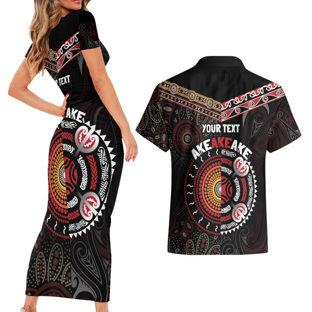 Aotearoa and Australia Indigenous Couples Matching Short Sleeve Bodycon Dress and Hawaiian Shirt Stand Together For Te Tiriti LT7 - Polynesian Pride