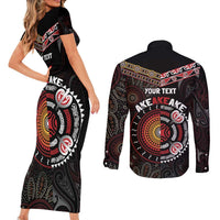 Aotearoa and Australia Indigenous Couples Matching Short Sleeve Bodycon Dress and Long Sleeve Button Shirt Stand Together For Te Tiriti LT7 - Polynesian Pride
