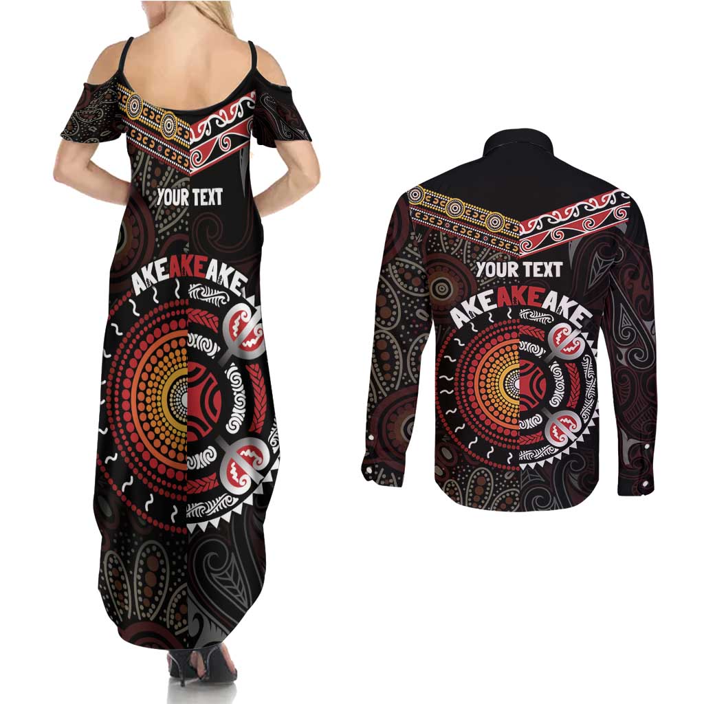 Aotearoa and Australia Indigenous Couples Matching Summer Maxi Dress and Long Sleeve Button Shirt Stand Together For Te Tiriti LT7 - Polynesian Pride