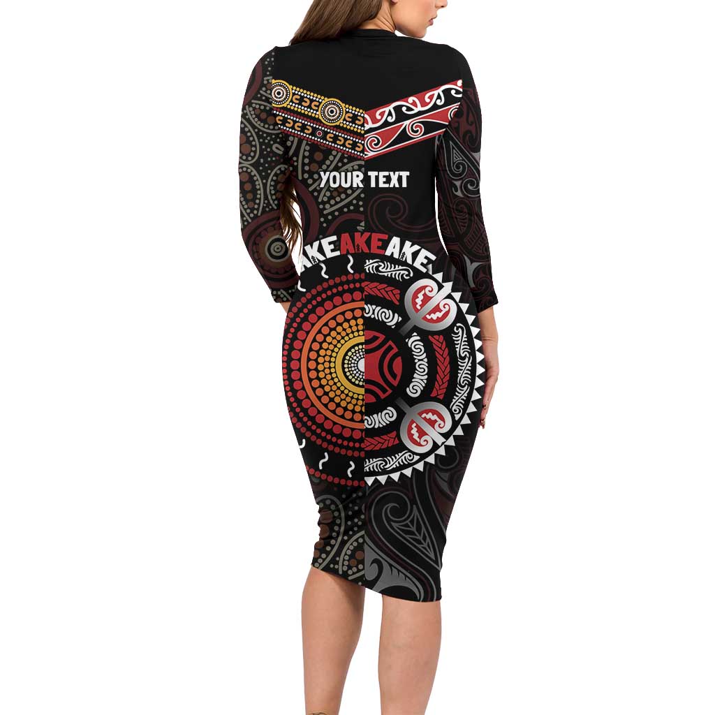 Aotearoa and Australia Indigenous Family Matching Long Sleeve Bodycon Dress and Hawaiian Shirt Stand Together For Te Tiriti LT7 - Polynesian Pride