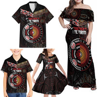 Aotearoa and Australia Indigenous Family Matching Off Shoulder Maxi Dress and Hawaiian Shirt Stand Together For Te Tiriti LT7 - Polynesian Pride