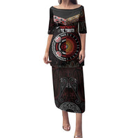 Aotearoa and Australia Indigenous Family Matching Puletasi and Hawaiian Shirt Stand Together For Te Tiriti LT7 Mom's Dress Black - Polynesian Pride