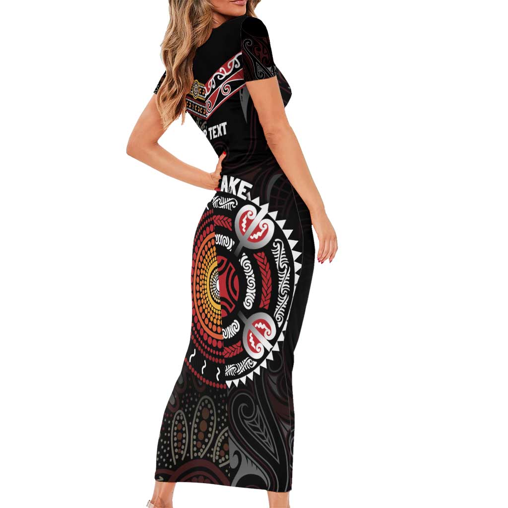 Aotearoa and Australia Indigenous Family Matching Short Sleeve Bodycon Dress and Hawaiian Shirt Stand Together For Te Tiriti LT7 - Polynesian Pride