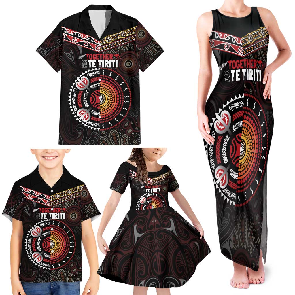Aotearoa and Australia Indigenous Family Matching Tank Maxi Dress and Hawaiian Shirt Stand Together For Te Tiriti LT7 - Polynesian Pride