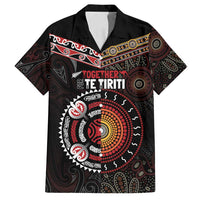 Aotearoa and Australia Indigenous Family Matching Tank Maxi Dress and Hawaiian Shirt Stand Together For Te Tiriti LT7 Dad's Shirt - Short Sleeve Black - Polynesian Pride