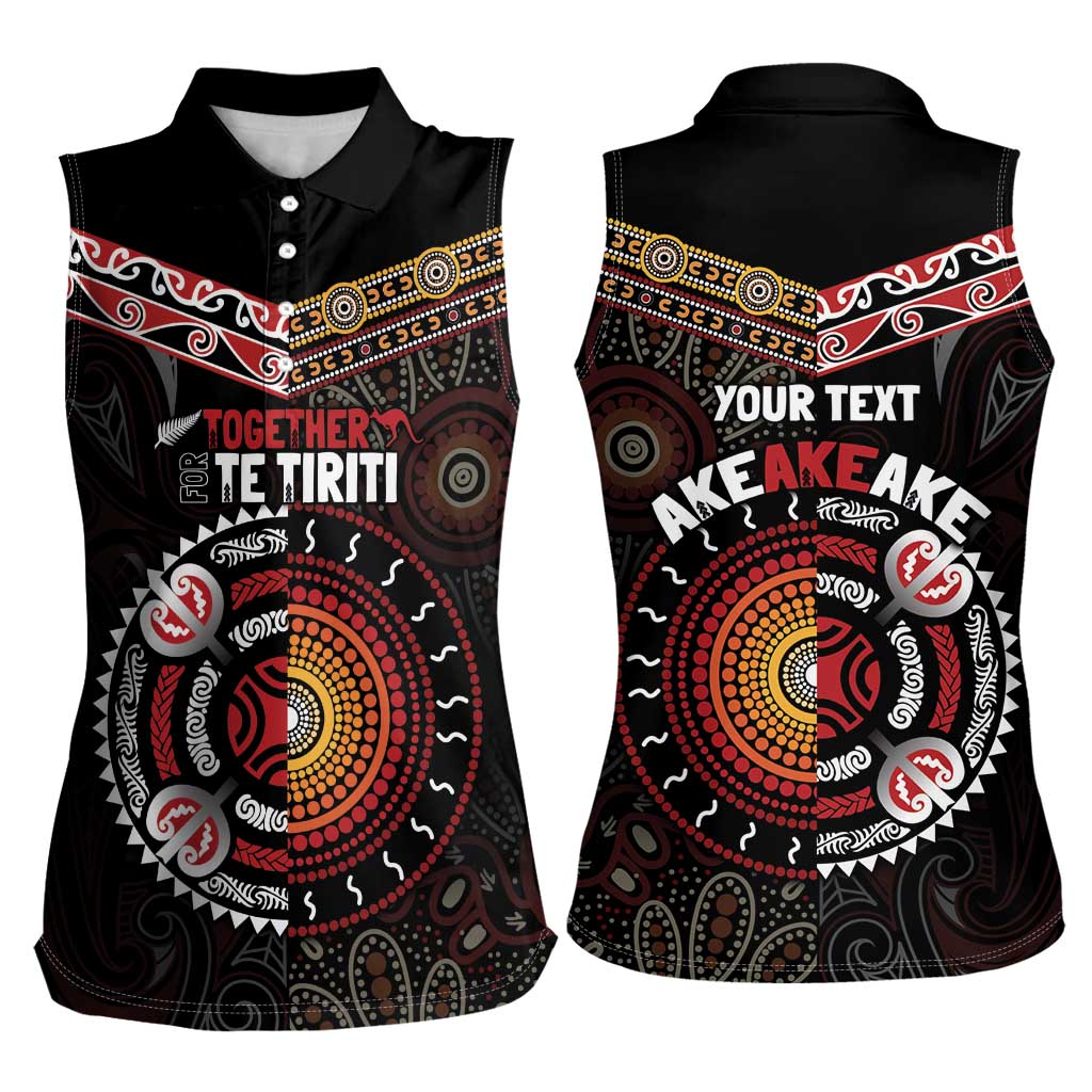 Aotearoa and Australia Indigenous Women Sleeveless Polo Shirt Stand Together For Te Tiriti LT7 - Polynesian Pride