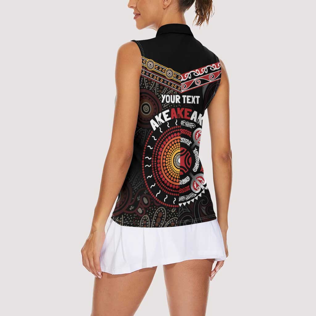 Aotearoa and Australia Indigenous Women Sleeveless Polo Shirt Stand Together For Te Tiriti LT7 - Polynesian Pride