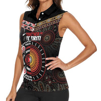 Aotearoa and Australia Indigenous Women Sleeveless Polo Shirt Stand Together For Te Tiriti LT7 - Polynesian Pride