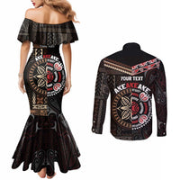 Aotearoa and Samoa Together For Te Tiriti Couples Matching Mermaid Dress and Long Sleeve Button Shirt Kowhaiwhai Mix Siapo LT7 - Polynesian Pride