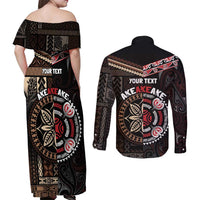 Aotearoa and Samoa Together For Te Tiriti Couples Matching Off Shoulder Maxi Dress and Long Sleeve Button Shirt Kowhaiwhai Mix Siapo LT7 - Polynesian Pride
