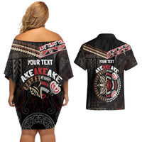 Aotearoa and Samoa Together For Te Tiriti Couples Matching Off Shoulder Short Dress and Hawaiian Shirt Kowhaiwhai Mix Siapo LT7 - Polynesian Pride