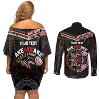 Aotearoa and Samoa Together For Te Tiriti Couples Matching Off Shoulder Short Dress and Long Sleeve Button Shirt Kowhaiwhai Mix Siapo LT7 - Polynesian Pride