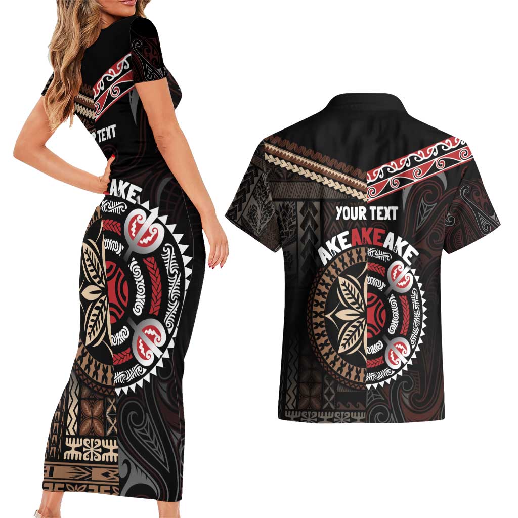 Aotearoa and Samoa Together For Te Tiriti Couples Matching Short Sleeve Bodycon Dress and Hawaiian Shirt Kowhaiwhai Mix Siapo LT7 - Polynesian Pride