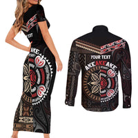 Aotearoa and Samoa Together For Te Tiriti Couples Matching Short Sleeve Bodycon Dress and Long Sleeve Button Shirt Kowhaiwhai Mix Siapo LT7 - Polynesian Pride