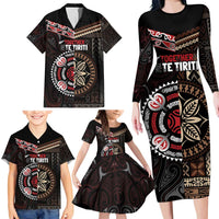 Aotearoa and Samoa Together For Te Tiriti Family Matching Long Sleeve Bodycon Dress and Hawaiian Shirt Kowhaiwhai Mix Siapo LT7 - Polynesian Pride