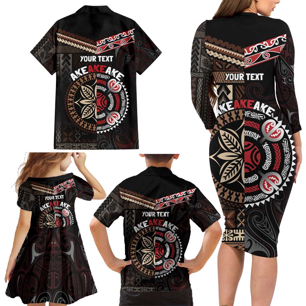 Aotearoa and Samoa Together For Te Tiriti Family Matching Long Sleeve Bodycon Dress and Hawaiian Shirt Kowhaiwhai Mix Siapo LT7 - Polynesian Pride
