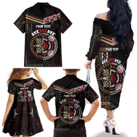 Aotearoa and Samoa Together For Te Tiriti Family Matching Off The Shoulder Long Sleeve Dress and Hawaiian Shirt Kowhaiwhai Mix Siapo LT7 - Polynesian Pride