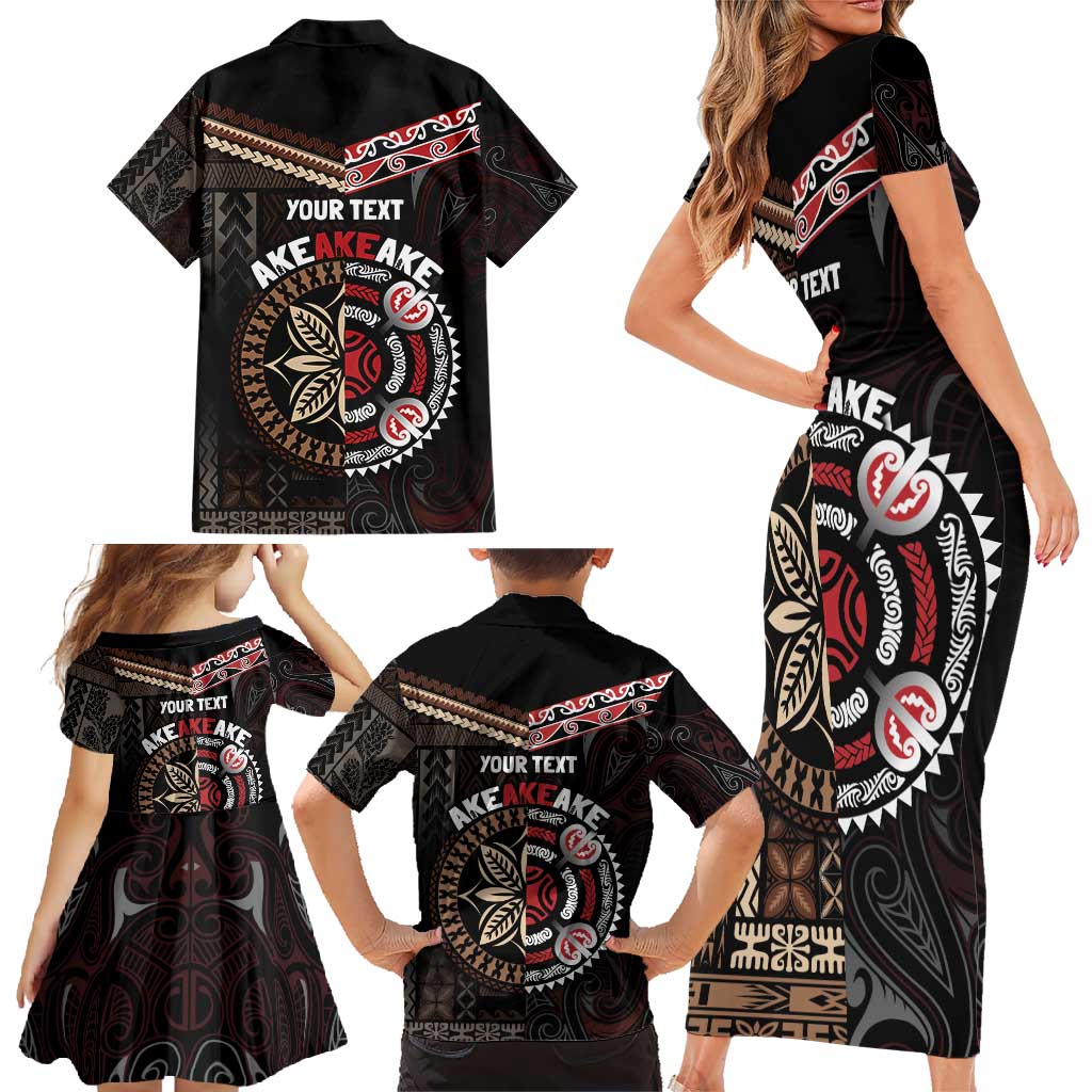 Aotearoa and Samoa Together For Te Tiriti Family Matching Short Sleeve Bodycon Dress and Hawaiian Shirt Kowhaiwhai Mix Siapo LT7 - Polynesian Pride