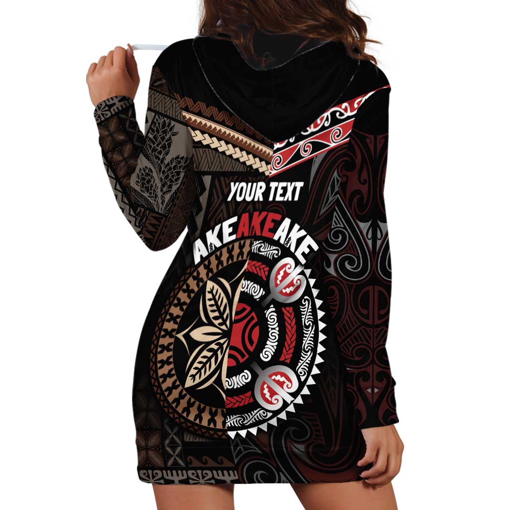 Aotearoa and Samoa Together For Te Tiriti Hoodie Dress Kowhaiwhai Mix Siapo LT7 - Polynesian Pride