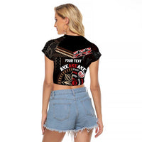 Aotearoa and Samoa Together For Te Tiriti Raglan Cropped T Shirt Kowhaiwhai Mix Siapo