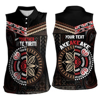 Aotearoa and Samoa Together For Te Tiriti Women Sleeveless Polo Shirt Kowhaiwhai Mix Siapo LT7 - Polynesian Pride