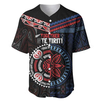 Aotearoa and Samoa Together For Te Tiriti Baseball Jersey Kowhaiwhai Mix Siapo - Flag Color LT7 Black - Polynesian Pride