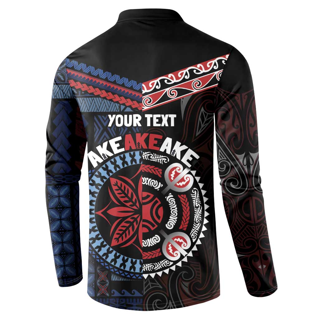 Aotearoa and Samoa Together For Te Tiriti Button Sweatshirt Kowhaiwhai Mix Siapo - Flag Color