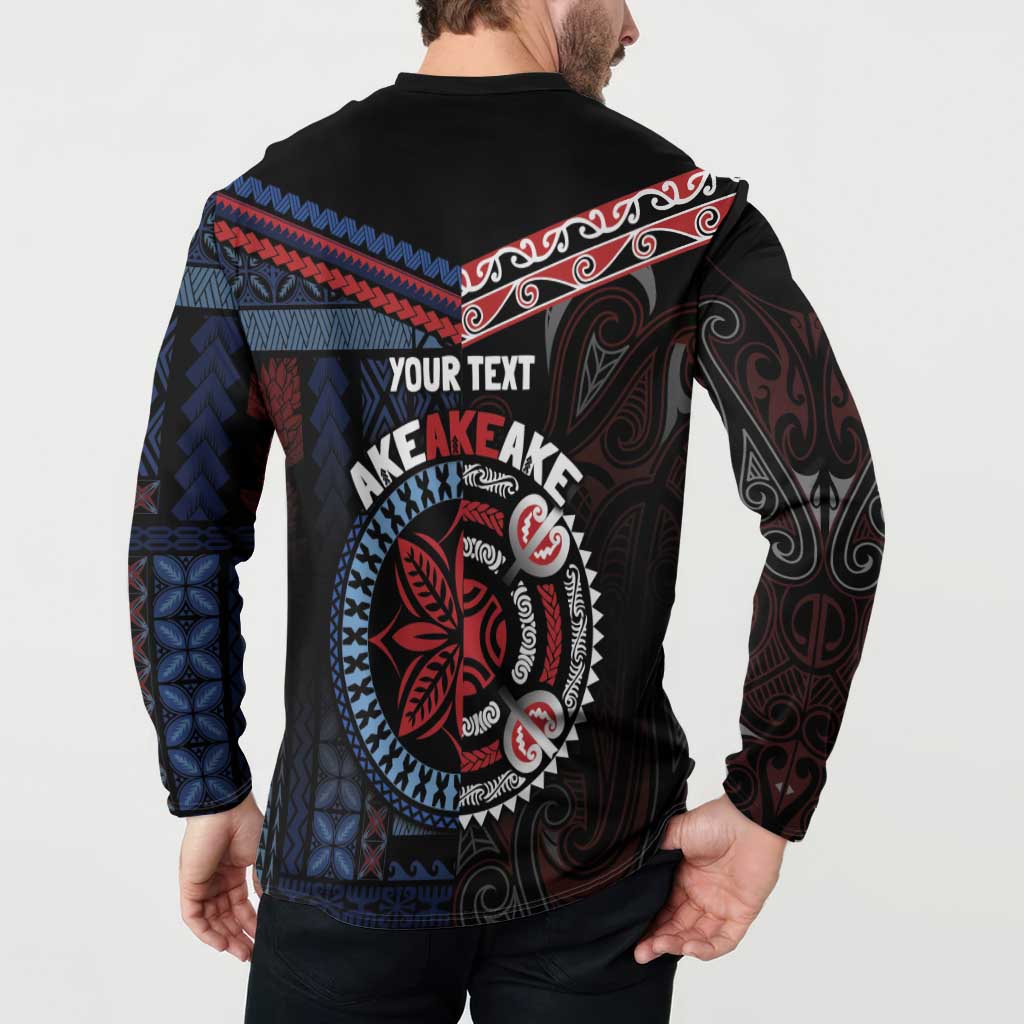 Aotearoa and Samoa Together For Te Tiriti Button Sweatshirt Kowhaiwhai Mix Siapo - Flag Color